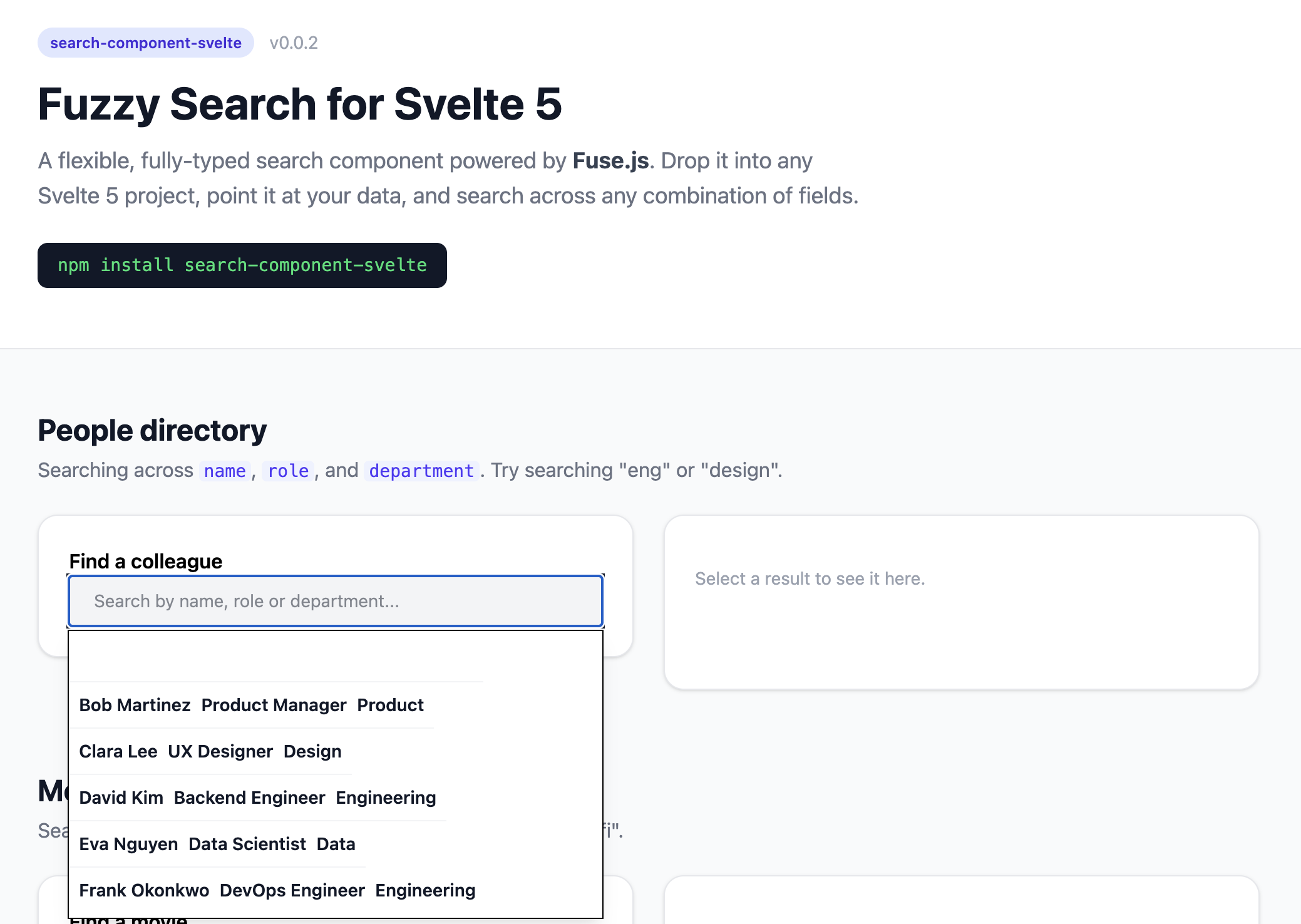 Svelte Search Component